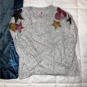 Crewcuts Glitter Star and Heart Gray Top